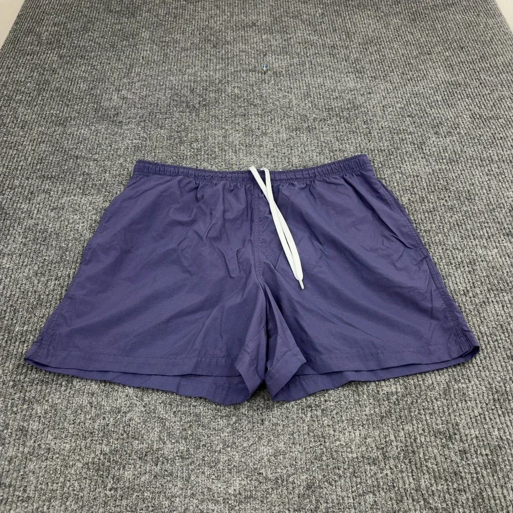 Lands End Swim Shorts Mens L Purple Nylon Elastic Waist Drawstring Casual Summer